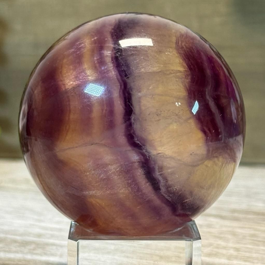 Unique Purple &amp; Yellow Fluorite Sphere (60mm) – Joy, Discernment &amp; Spiritual Transformation