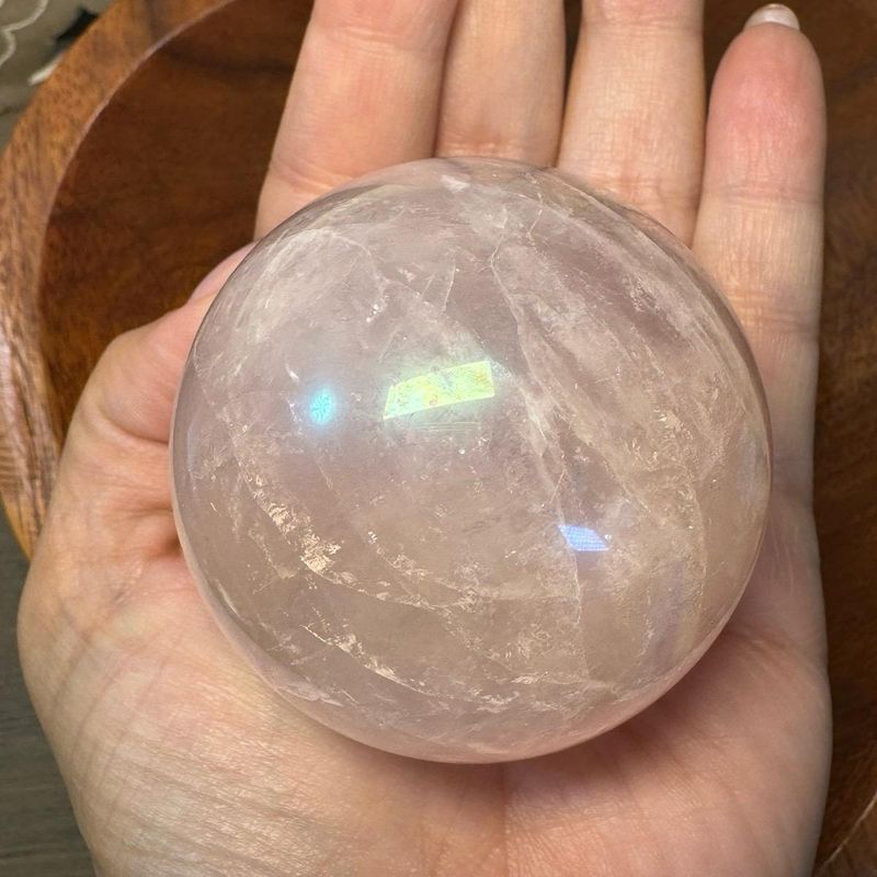 Angel Aura Rose Quartz Sphere – Cosmic Love, Emotional Balance &amp; Harmony