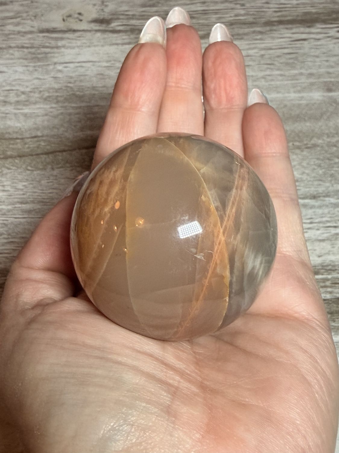 High-Quality Peach Moonstone Sphere – Divine Feminine Energy, Emotional Relief &amp; New Beginnings