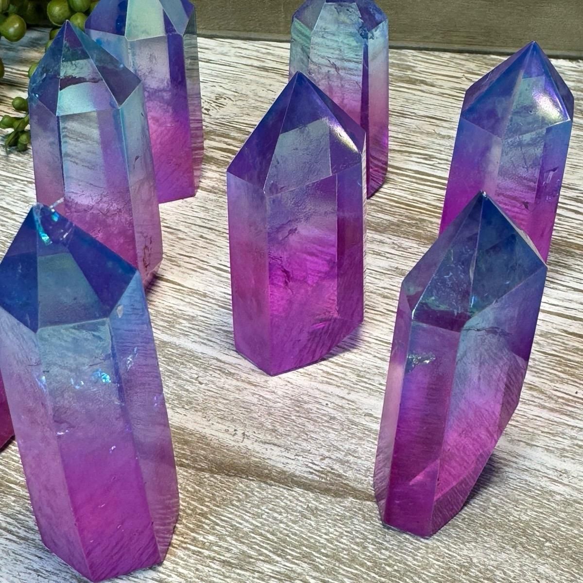 Beautiful Blue &amp; Pink Angel Aura Quartz Tower – Third Eye &amp; Throat Chakra Alignment