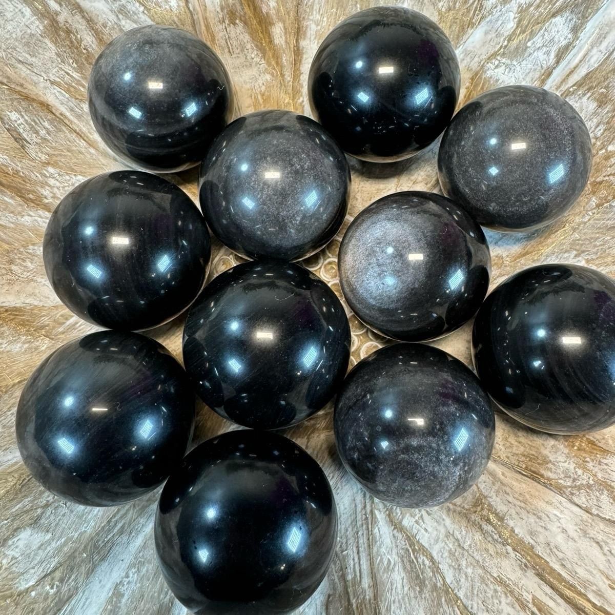  Premium Silver Sheen Obsidian Sphere – Protection, Grounding &amp; Cosmic Insight