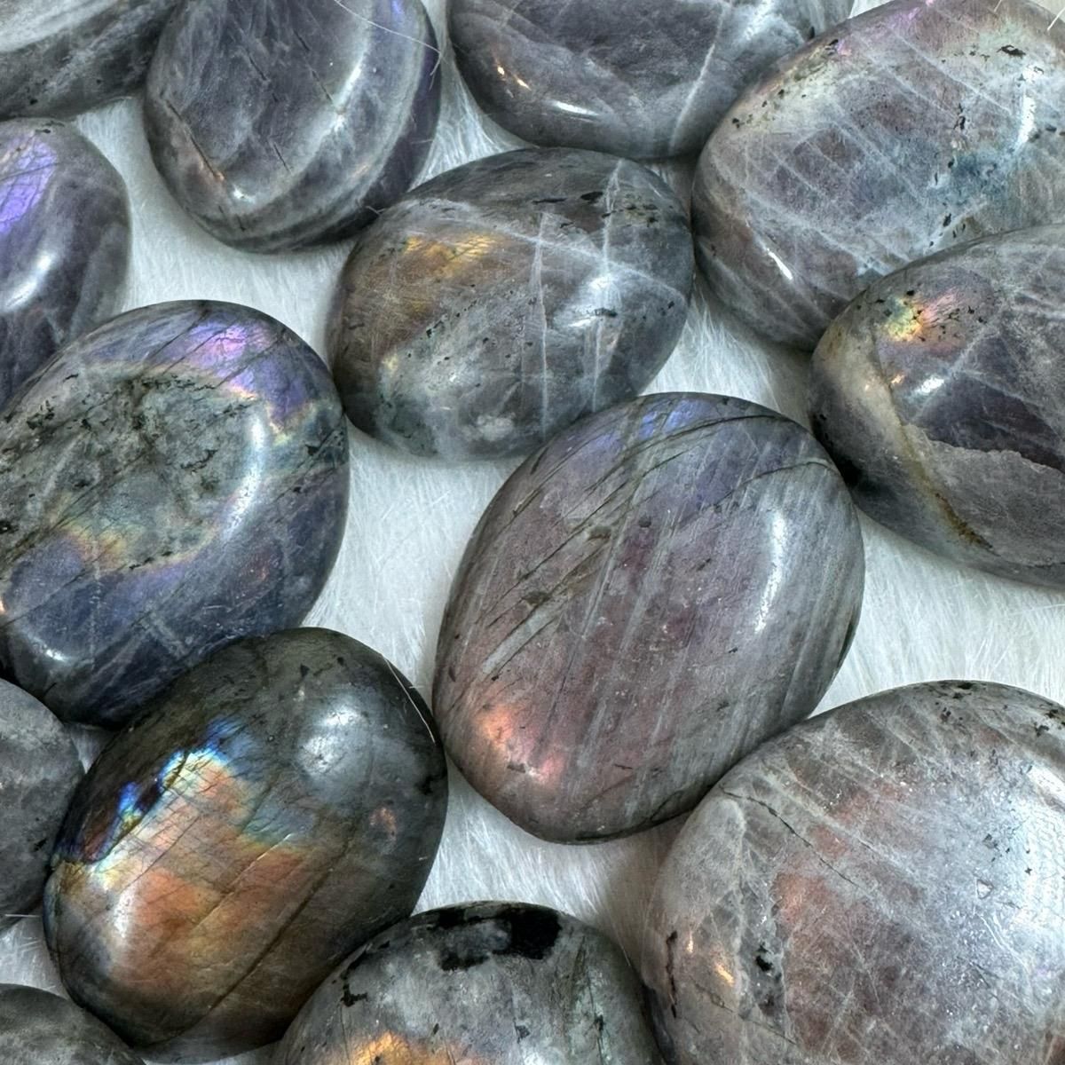 Rare Purple Labradorite Palm Stone – Higher Intuition &amp; Aura Protection