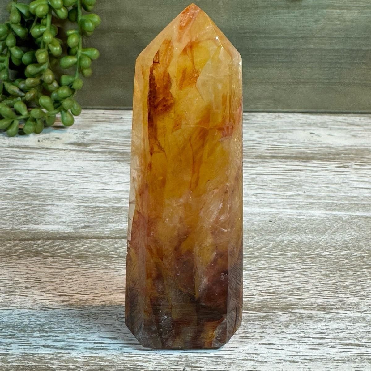 Natural Non-Heated Hematoid Quartz (Fire Quartz) Tower – Process Emotions