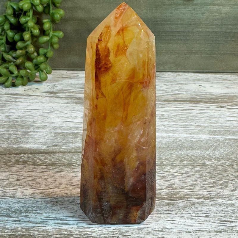 Natural Non-Heated Hematoid Quartz (Fire Quartz) Tower – Process Emotions