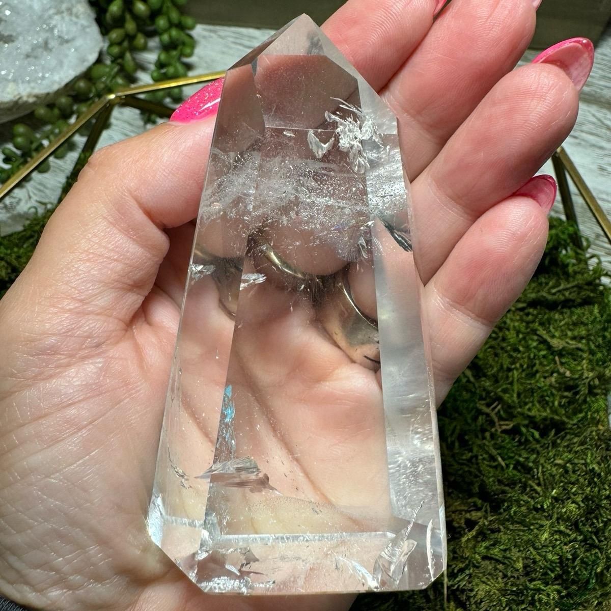 Ultra-Clear Clear Quartz Tower – with Prismatic Rainbows &amp; Internal Phantoms