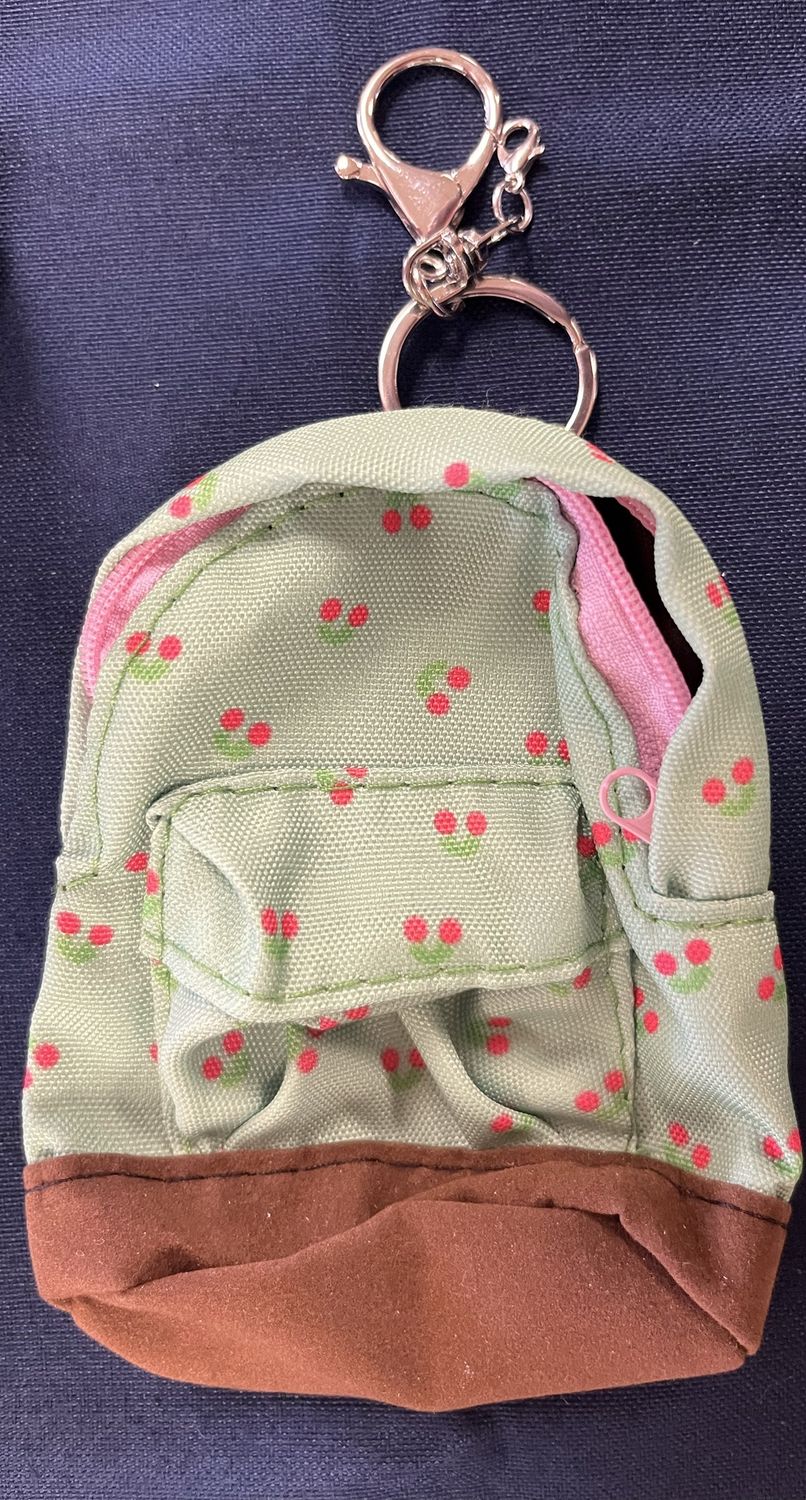 Green book bag change purse