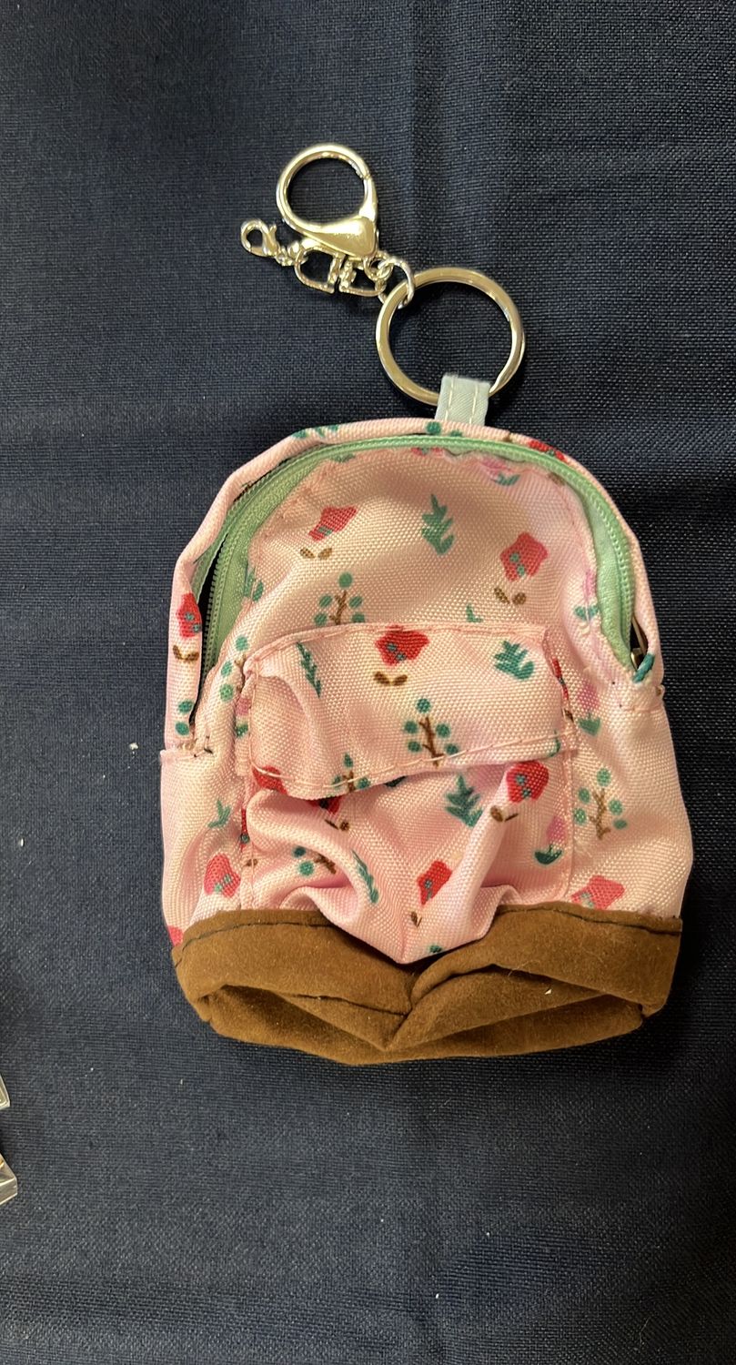 Pink book bag change purse 