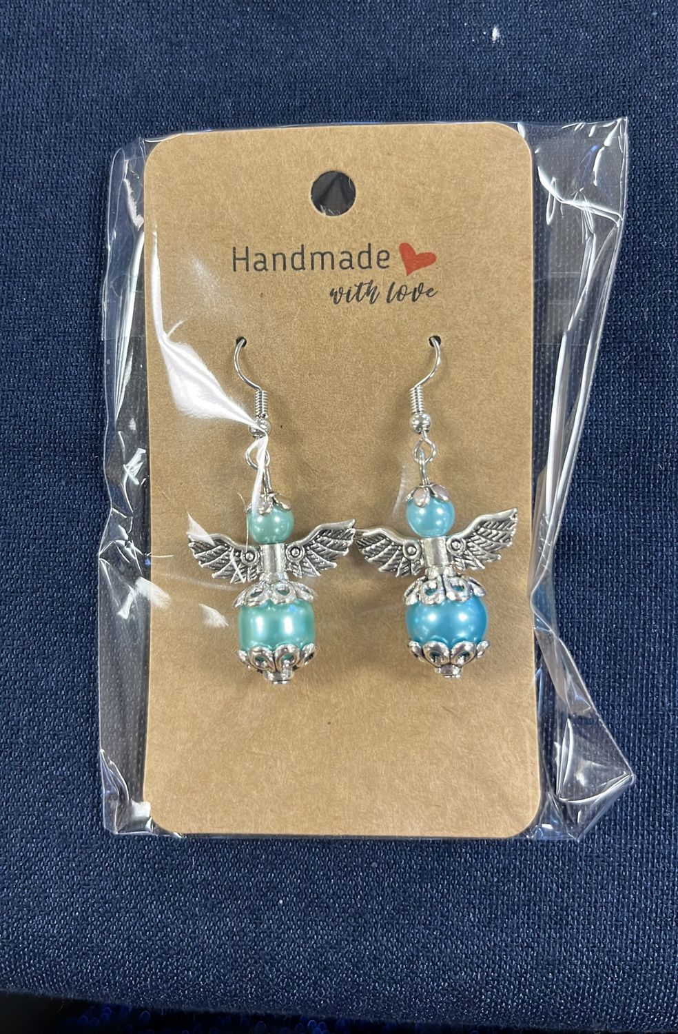 Turquoise pearl angle earrings 