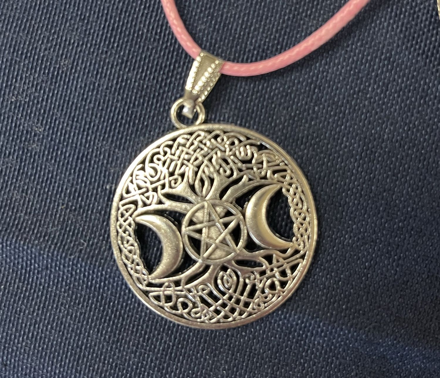 Tree and moon silver necklace