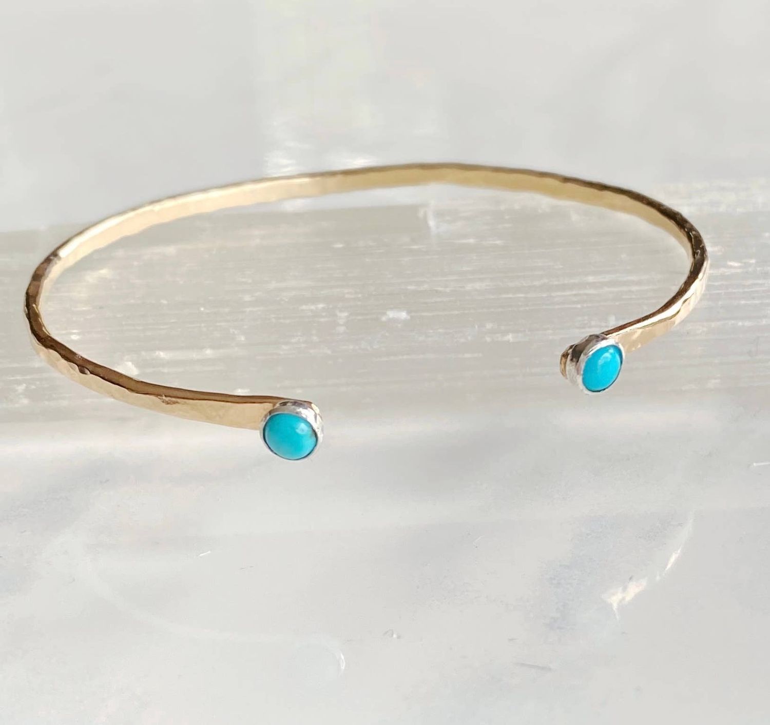 Turquoise Hammered Open Cuff