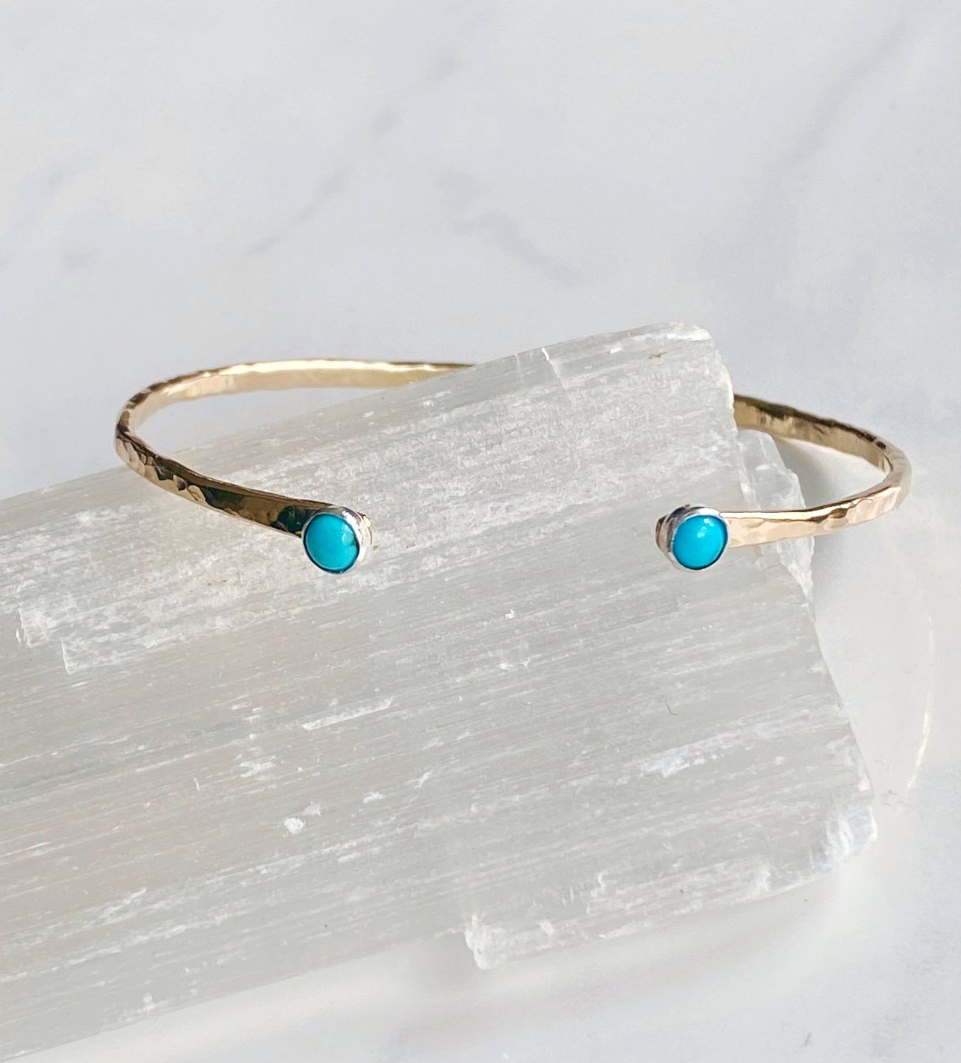 Turquoise Hammered Open Cuff
