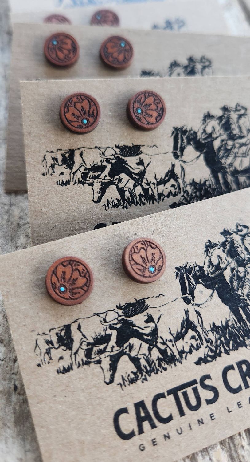 Mini Millie Handmade Genuine Leather Stud Earrings