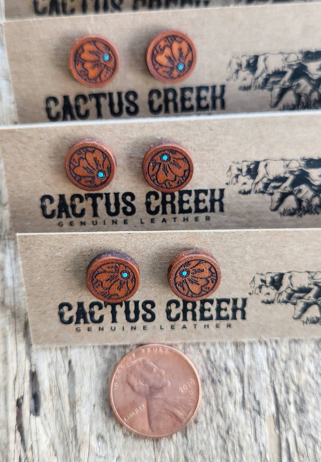 Mini Millie Handmade Genuine Leather Stud Earrings