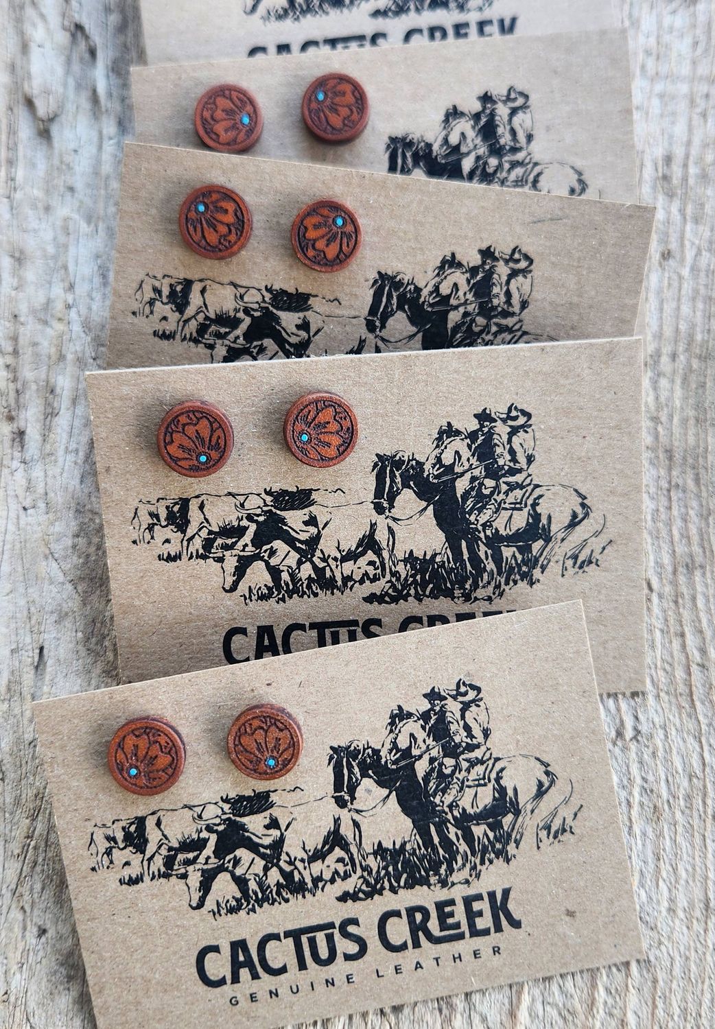 Mini Millie Handmade Genuine Leather Stud Earrings