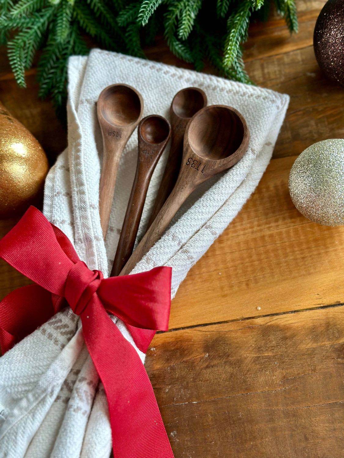 Handcrafted Walnut Wood Long Handle Measuring Spoons Set