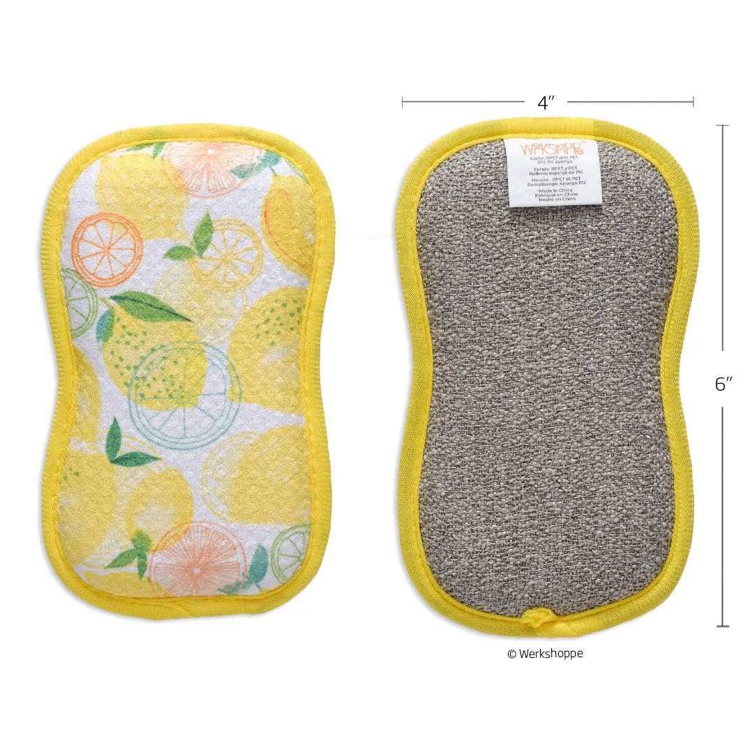 Lemon Plaid Microfiber Dual-Sided Scrubbies, Set of 4