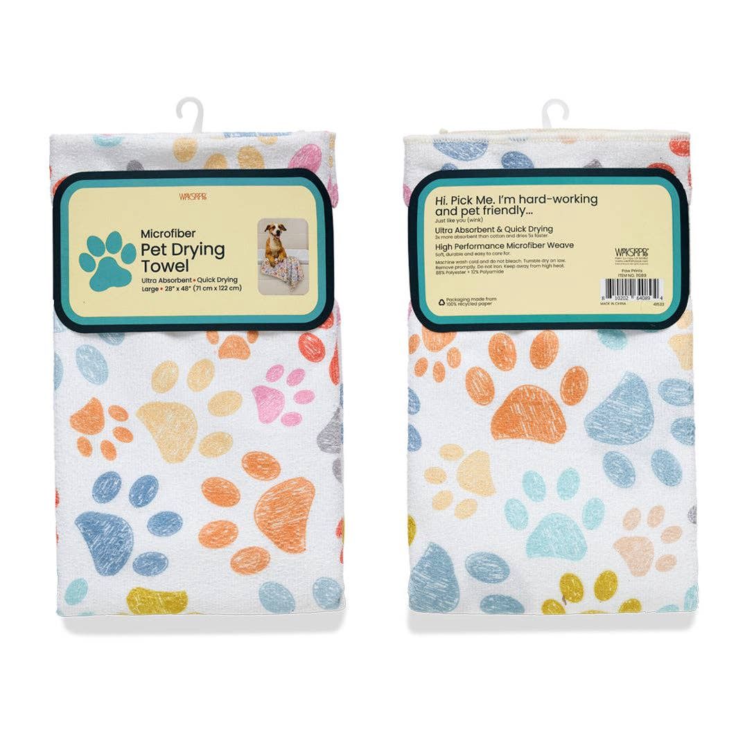 Paw Prints Pet Drying Microfiber Towel, Quick Drying Towel
