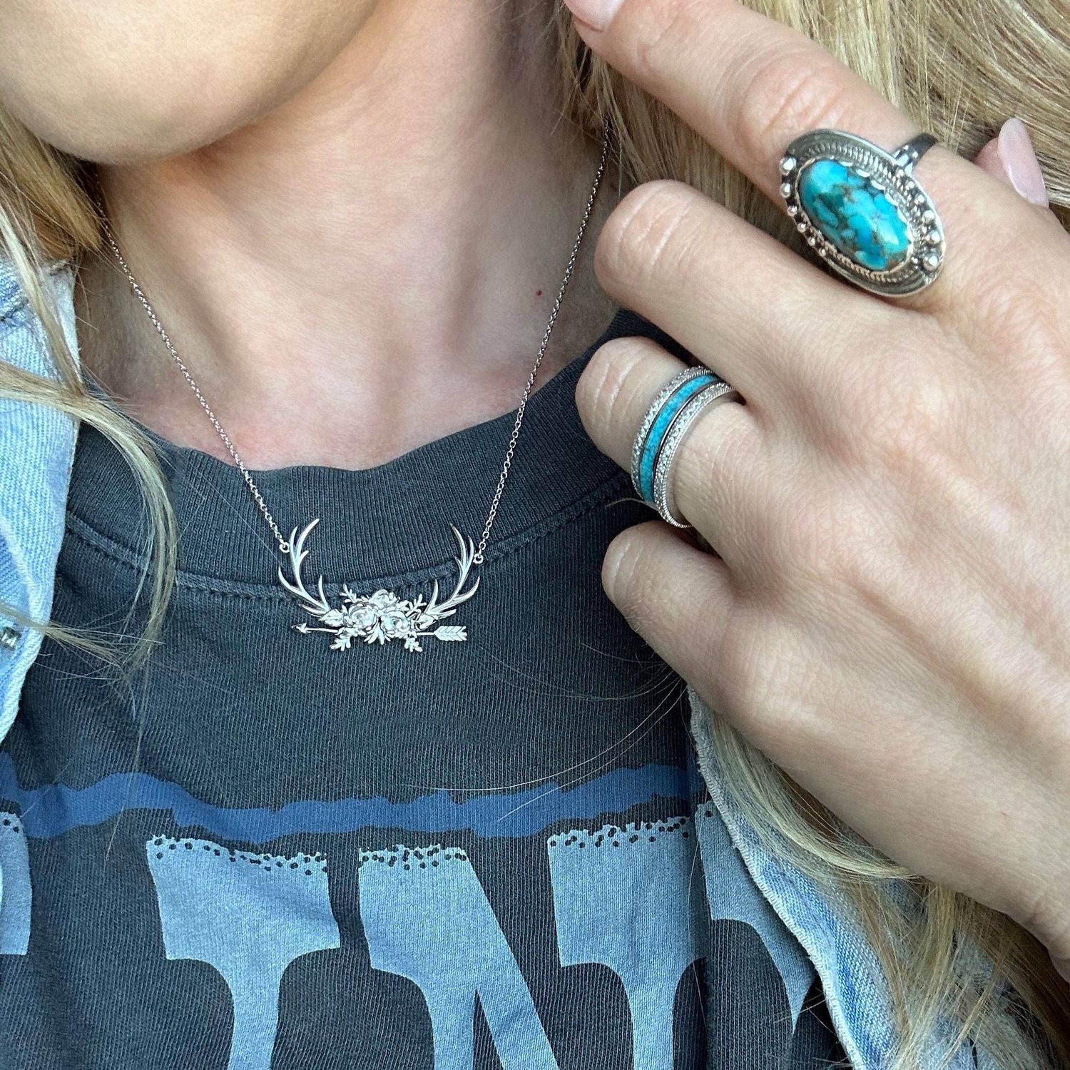 The Antler &amp; Floral Necklace