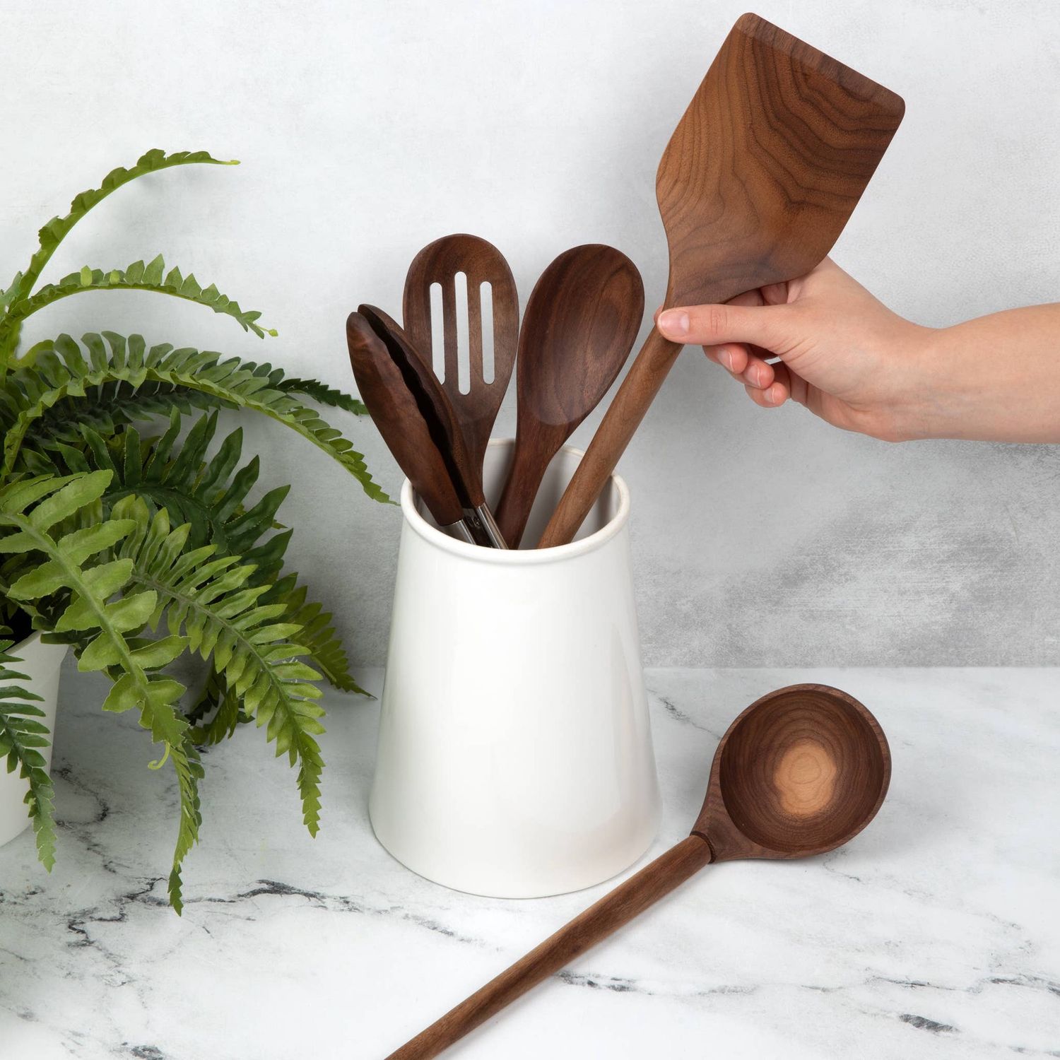 Walnut Wood Cooking Utensil Set – Nontoxic, Plastic free