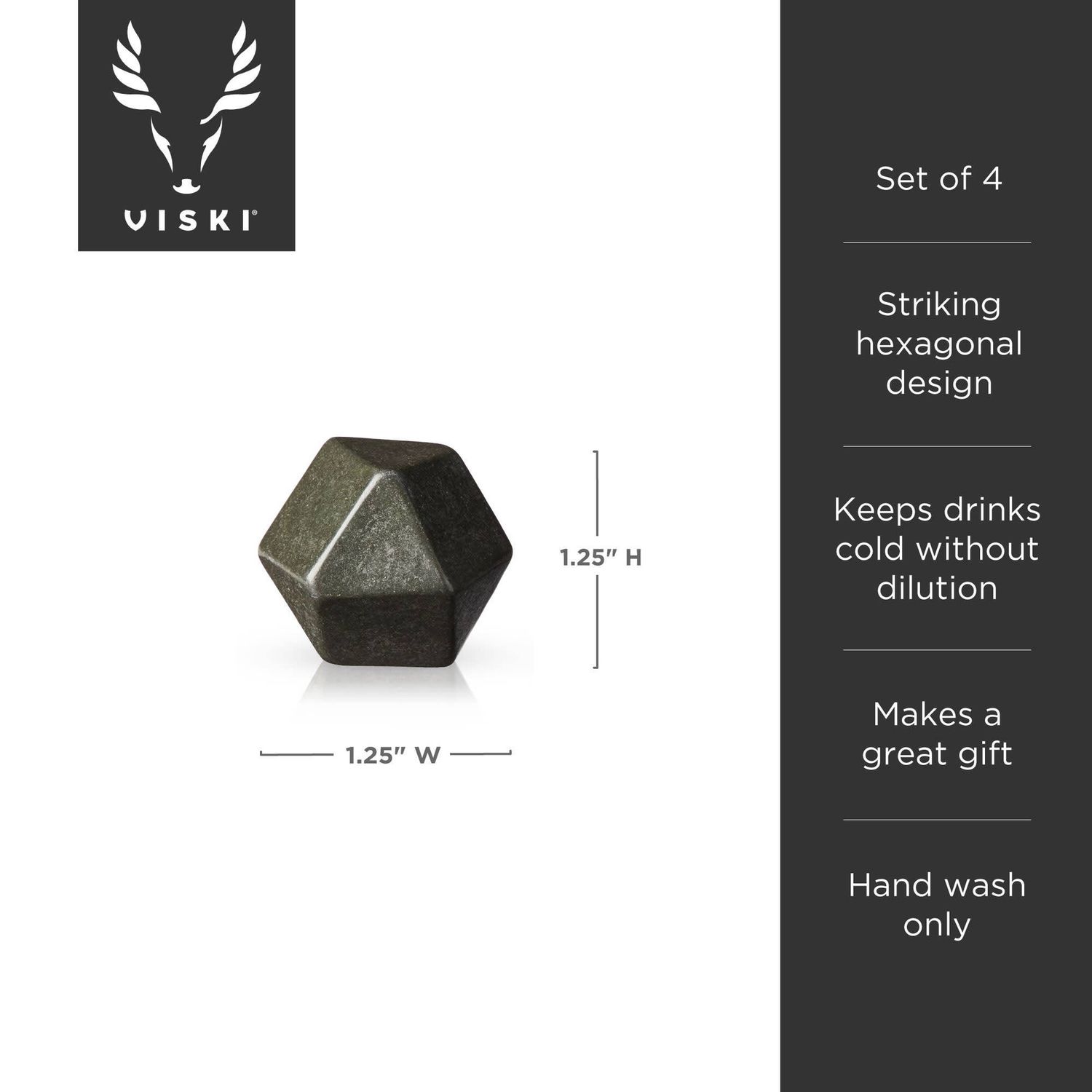 Glacier Rocks® Hexagonal Basalt Rock Ice Stones Set of 4