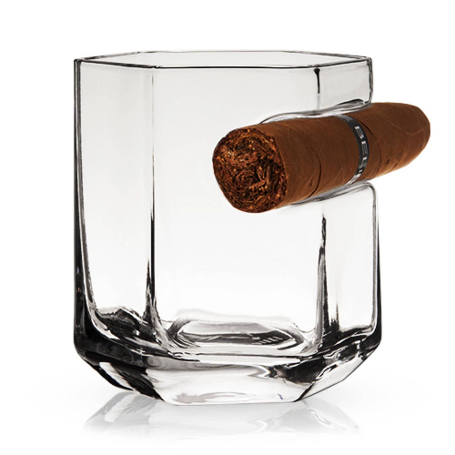 Raye™ Crystal Whiskey Glass with Builtin Cigar Holder