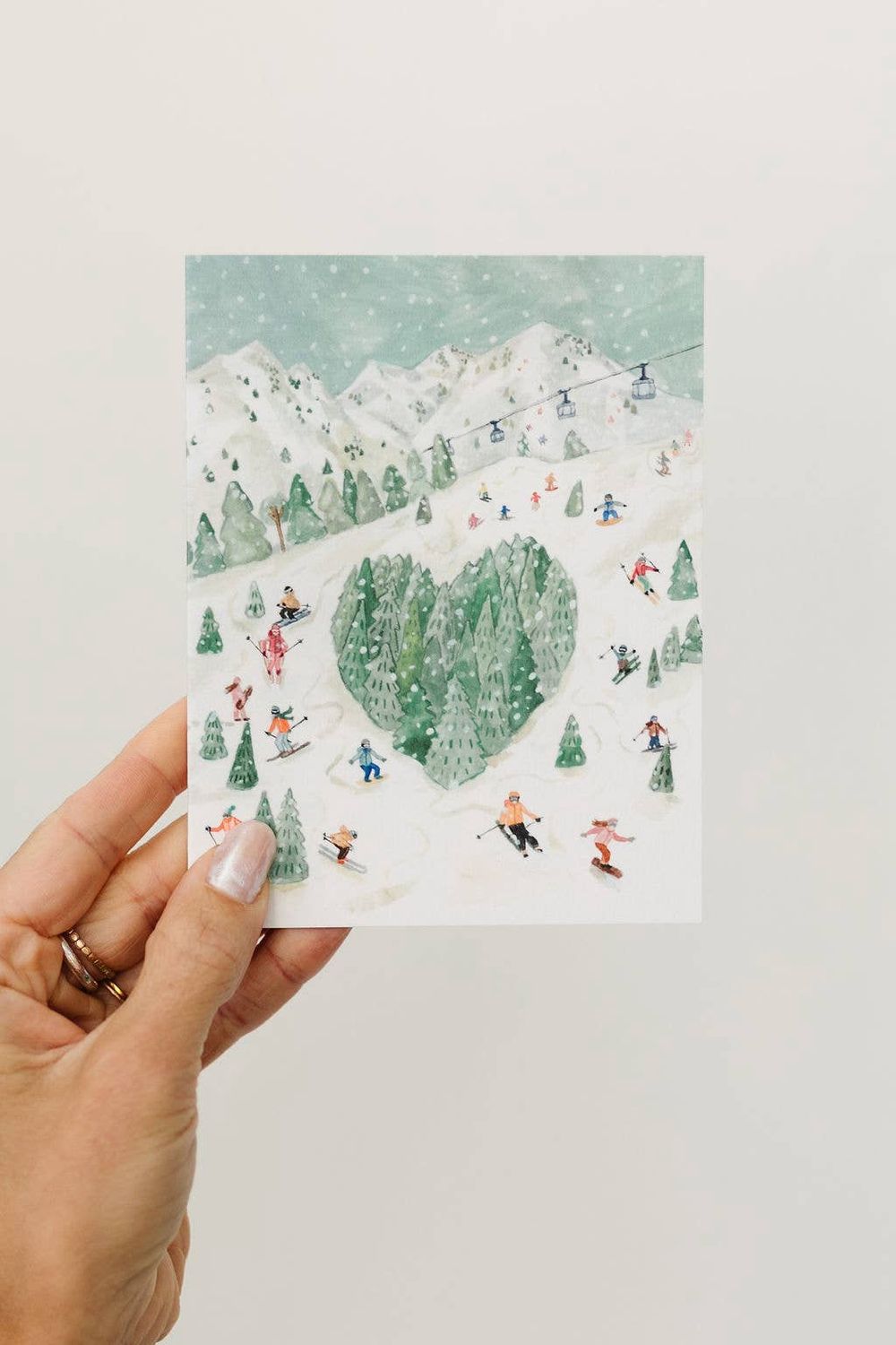 Ski Mountain Love Card, Winter Scene A2 Greeting Card