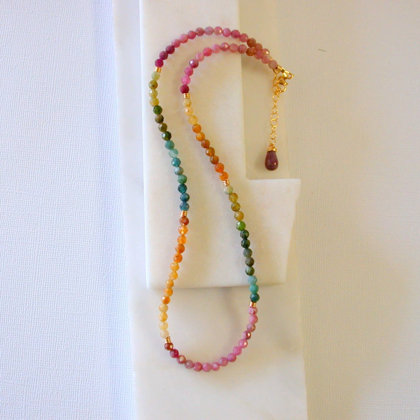 Colorful Gemstone Strand Necklace. Tourmaline.
