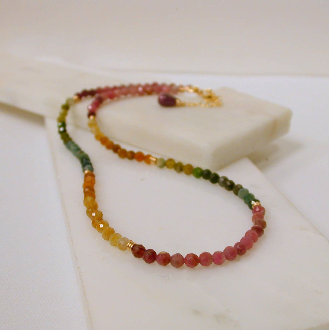 Colorful Gemstone Strand Necklace. Tourmaline.