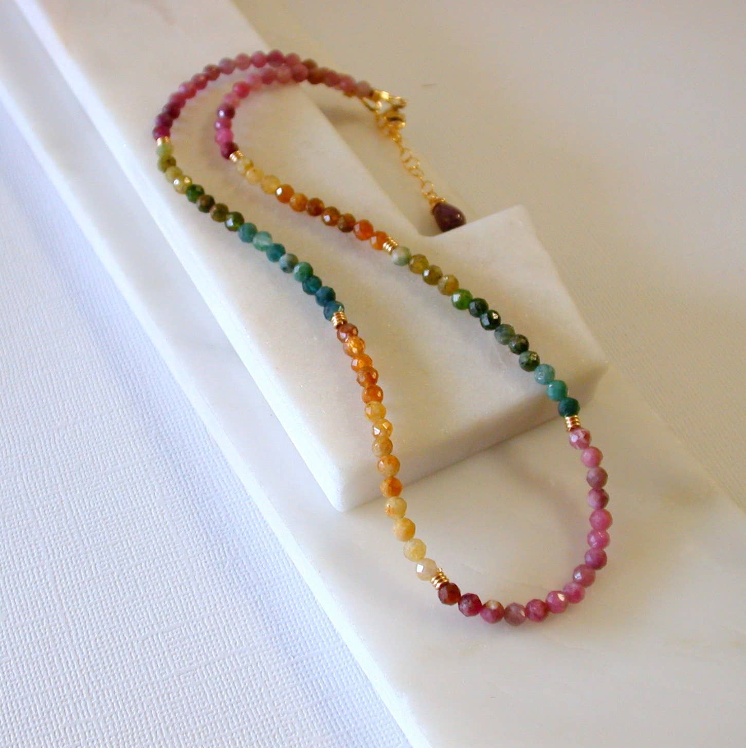 Colorful Gemstone Strand Necklace. Tourmaline.