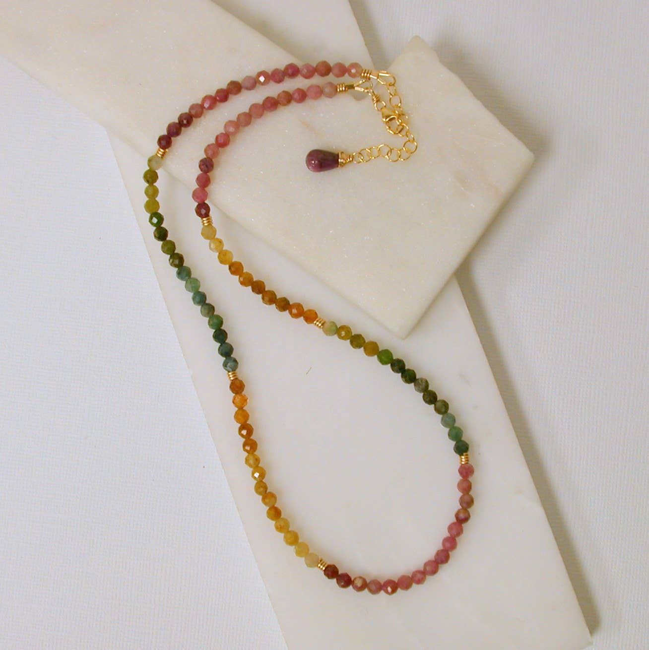 Colorful Gemstone Strand Necklace. Tourmaline.