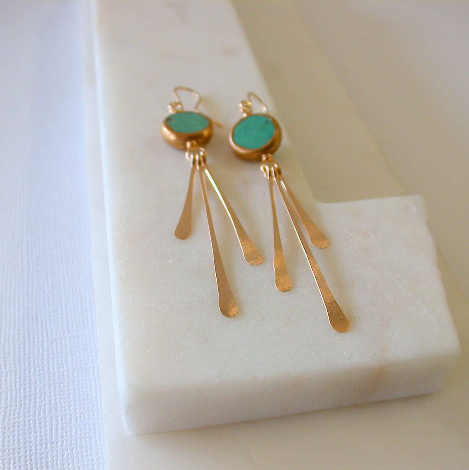Turquoise Fringe Coin Earrings