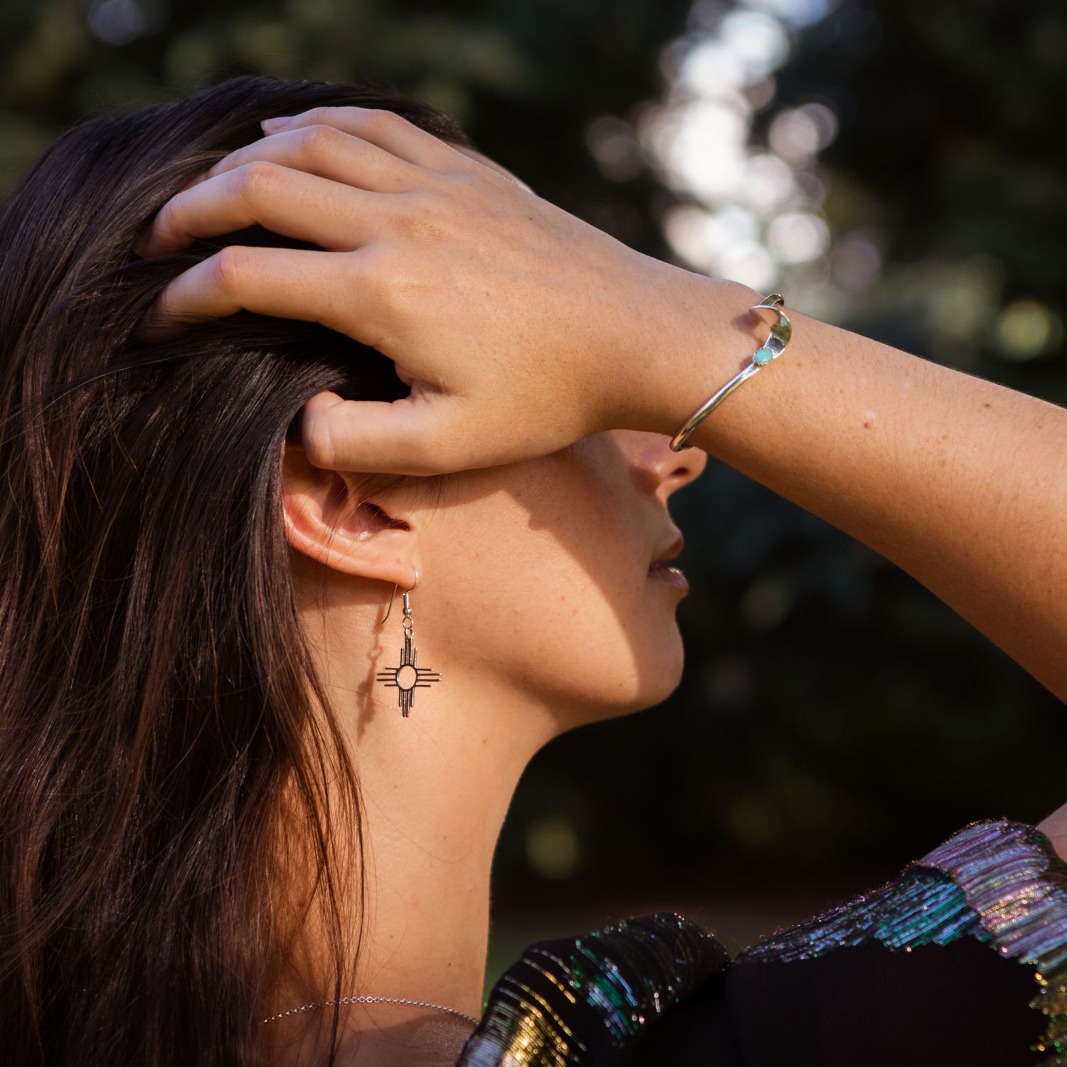 Enchantment: Silver Zia Dangle Earrings