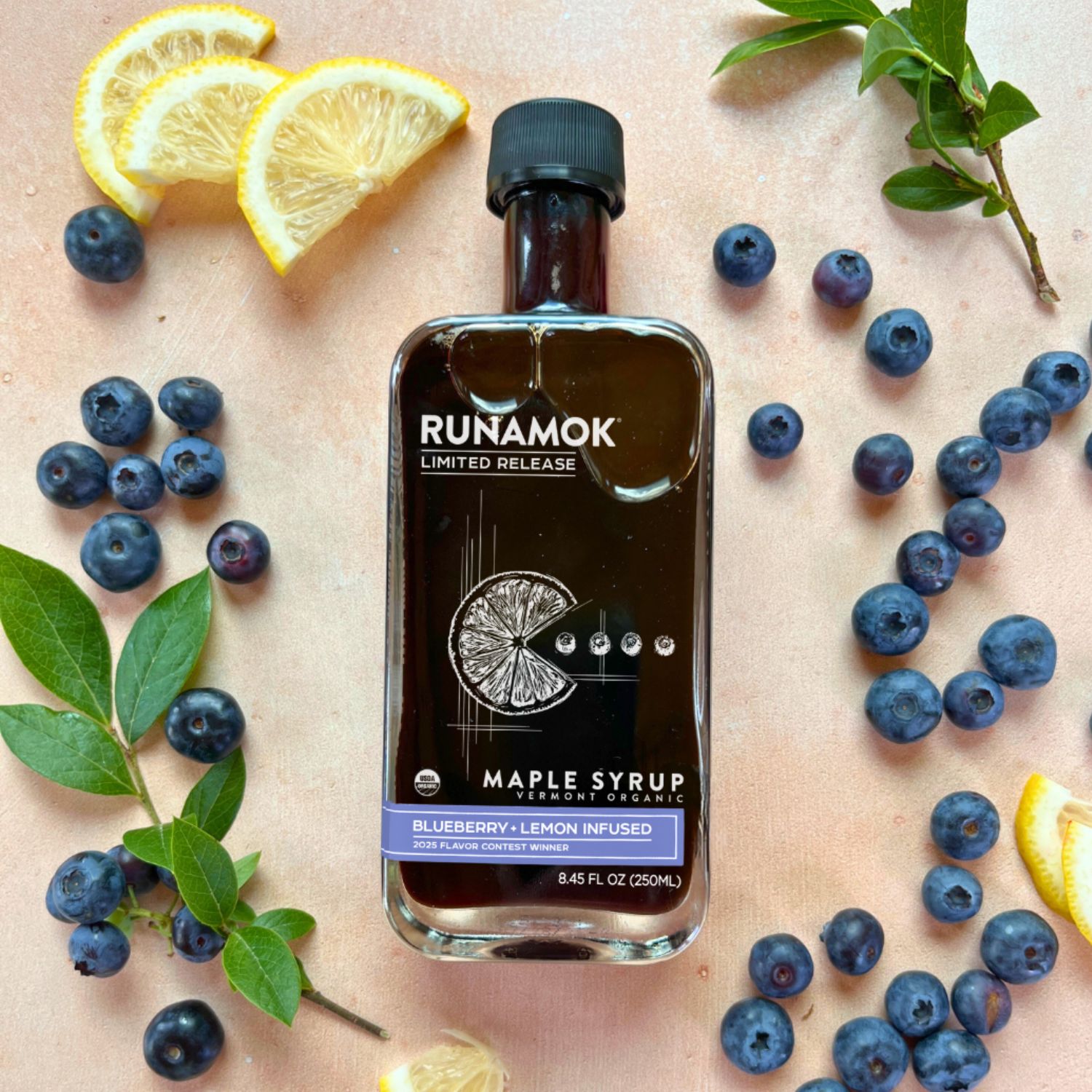 LIMITED Blueberry + Lemon Infused Organic Maple Syrup 250ml