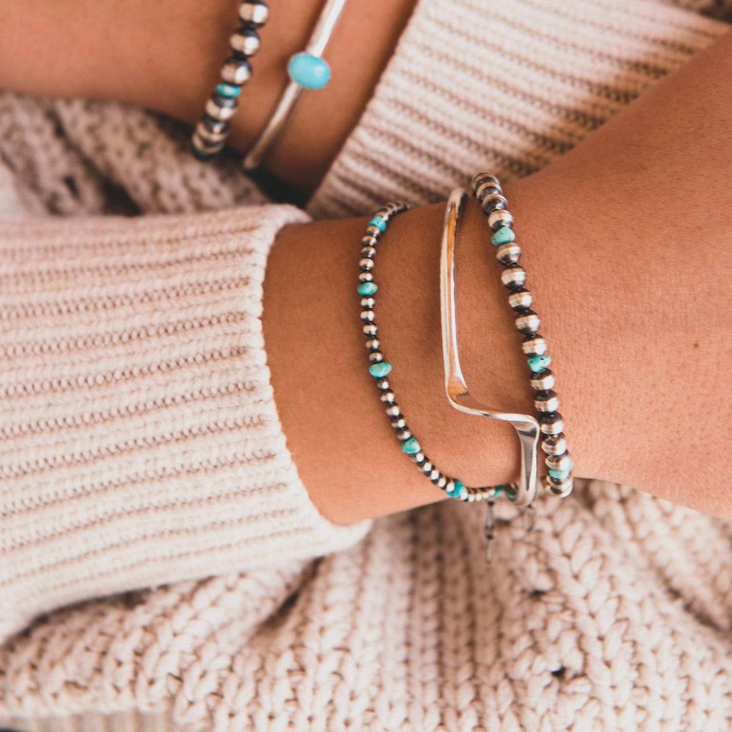 Desert Blossom: Turquoise Petite Pearls Bracelet (3mm)