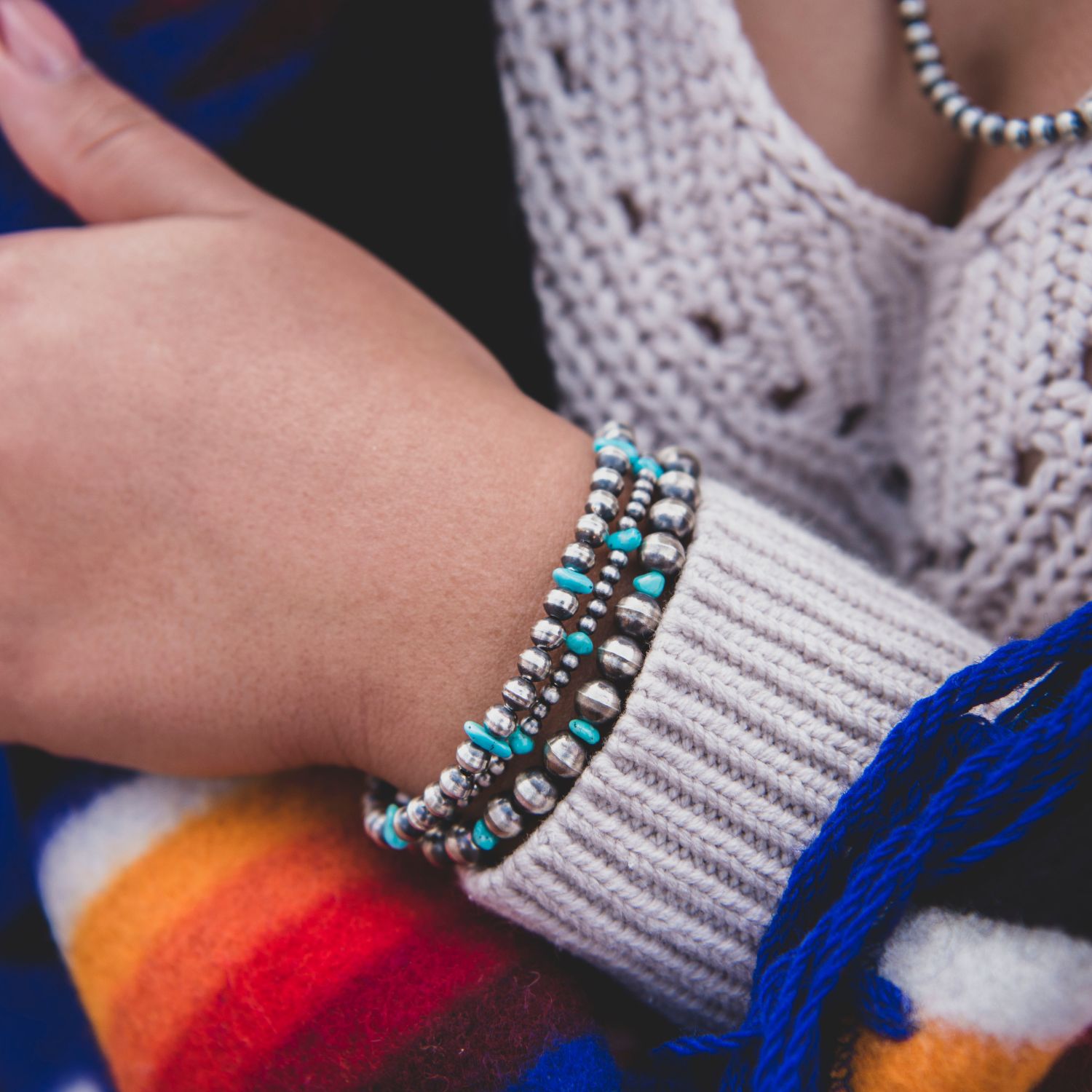 Desert Blossom: Turquoise Petite Pearls Bracelet (3mm)