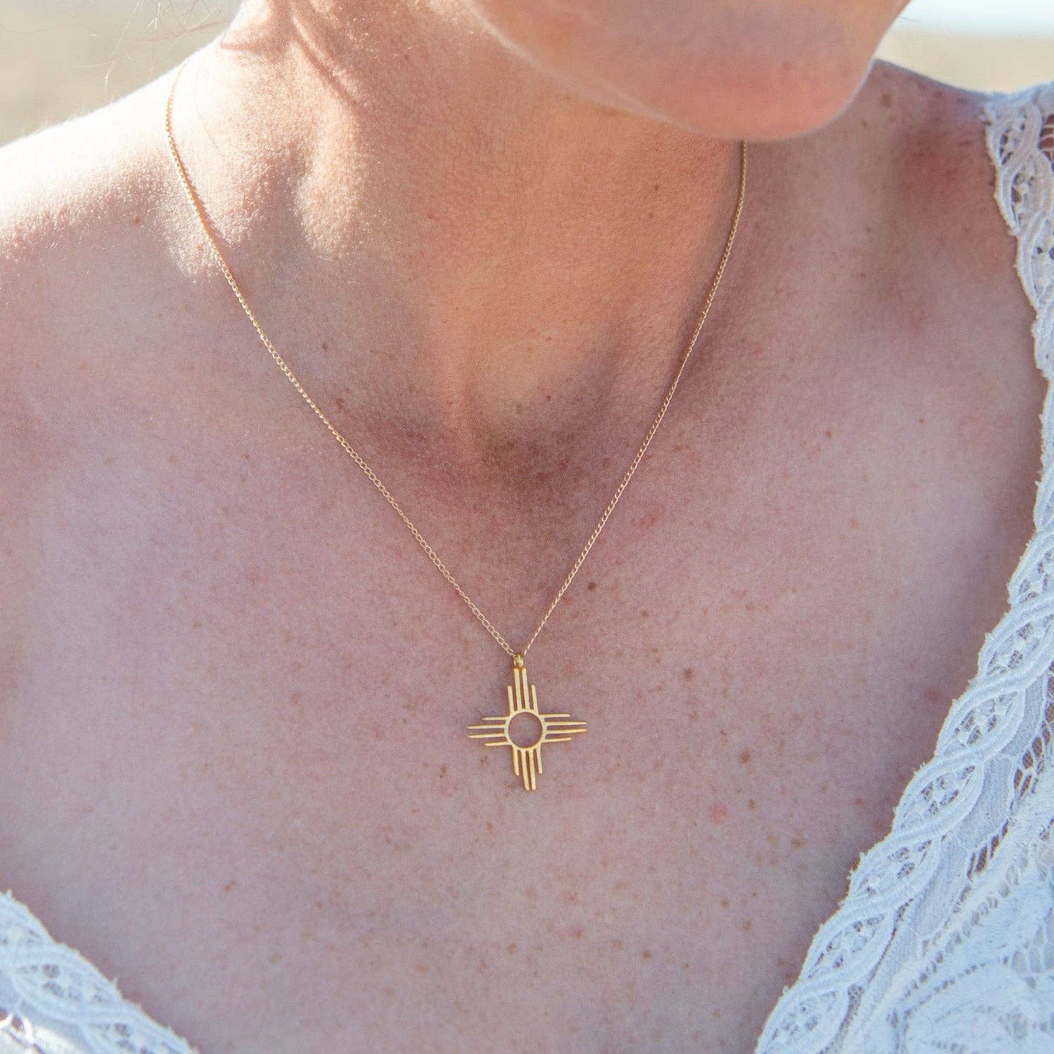 Enchantment: Gold Zia Dangle Pendant