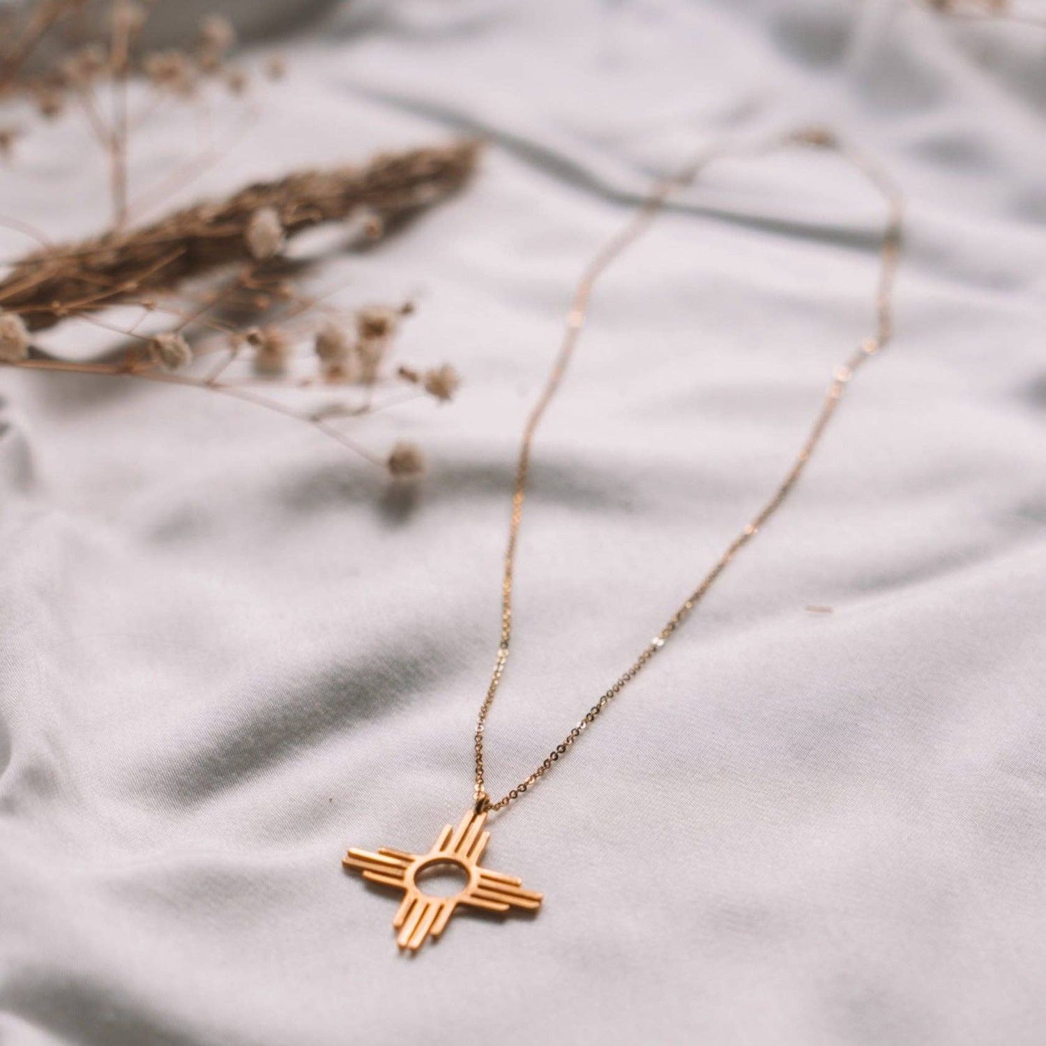 Enchantment: Gold Zia Dangle Pendant