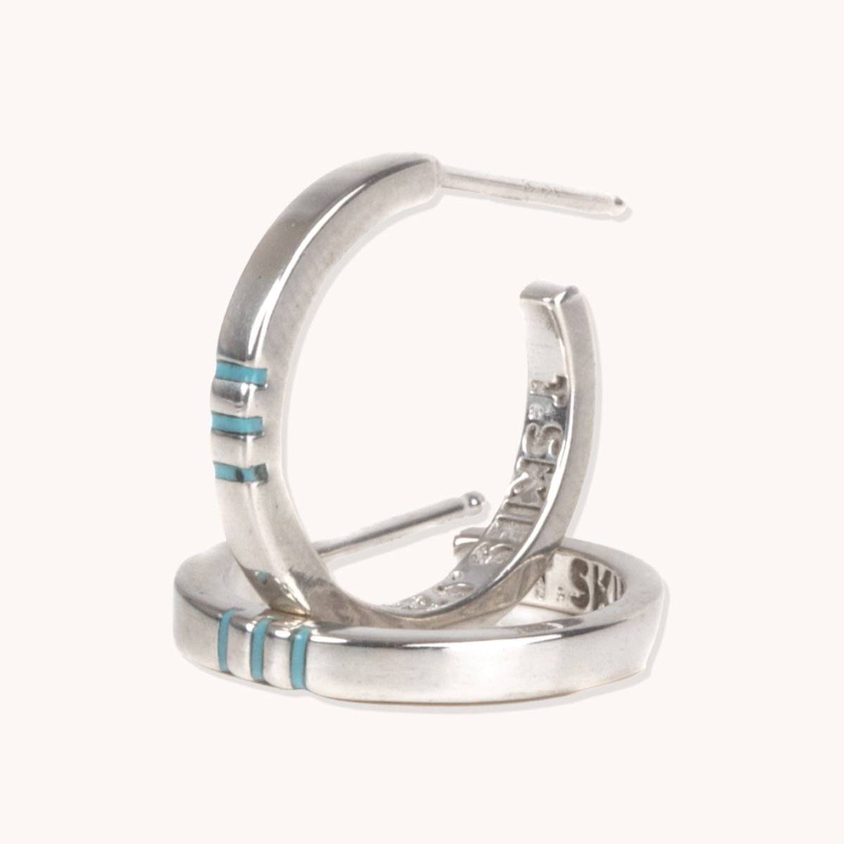 Spirit: Silver Hoop Earrings, Stone: Turquoise