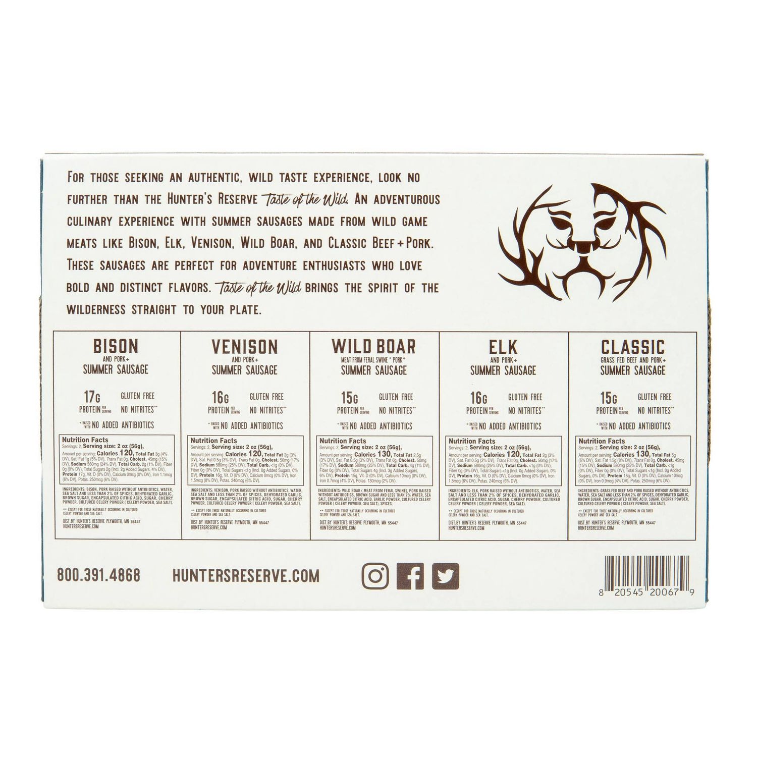 Taste of the Wild Holiday Gift Box- Five 4oz Summer Sausages