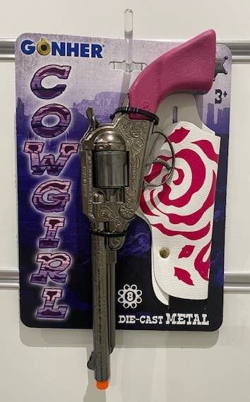 Cowgirl Pink Revolver 8 Shot Diecast Cap Gun &amp; Holster Set