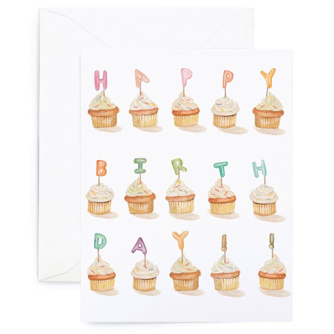 Birthday Cupcake Greeting Card, Pastel A2 Birthday Card