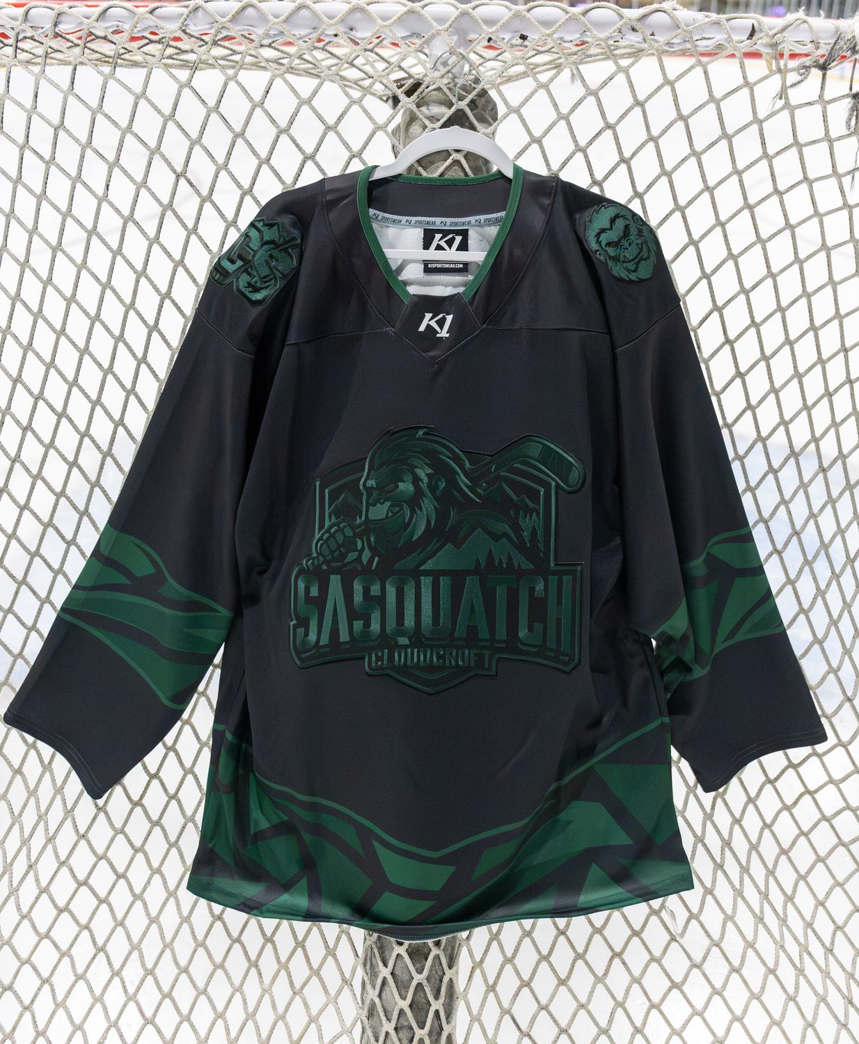 Sasquatch Hockey Jersey, Color: Black, Size: Small, Style: Adult