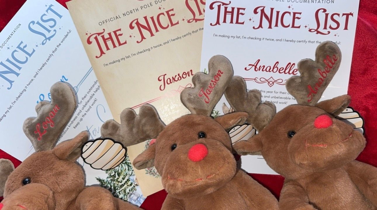 Personalised reindeer with FREE nice list certificate