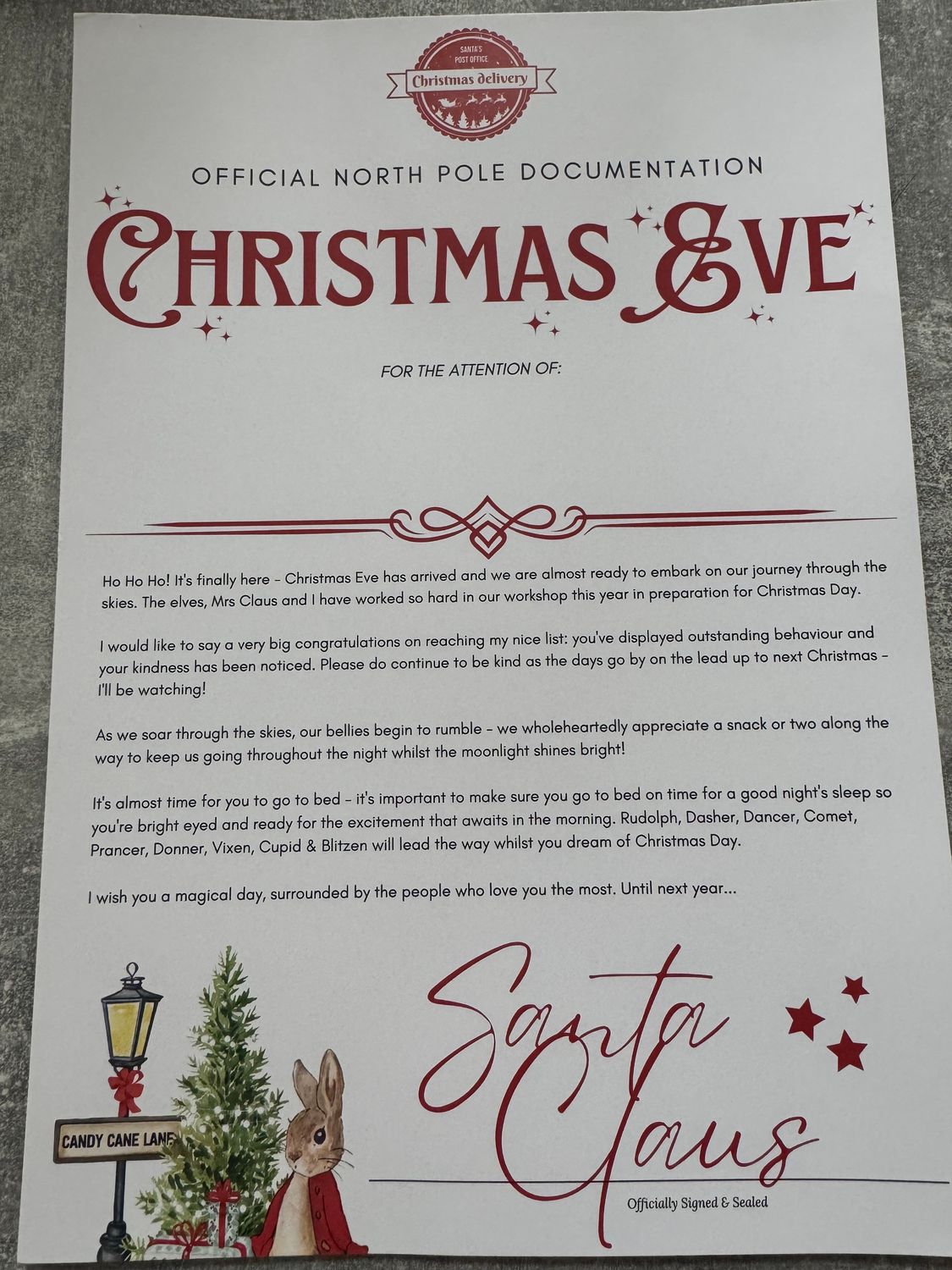 Personalised Christmas Eve letters from Santa