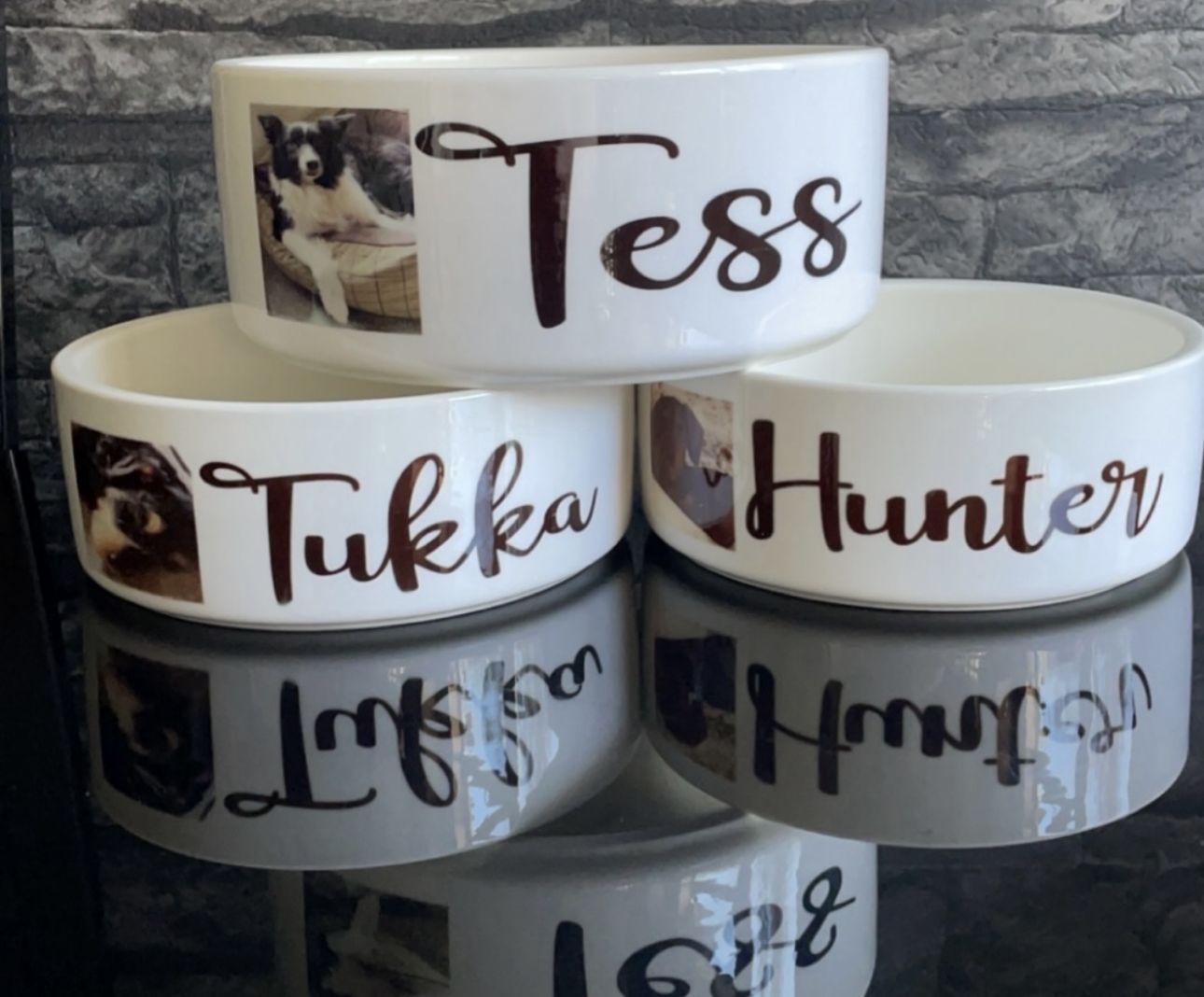 Personalised dog/cat bowl. Photo and name SMALL