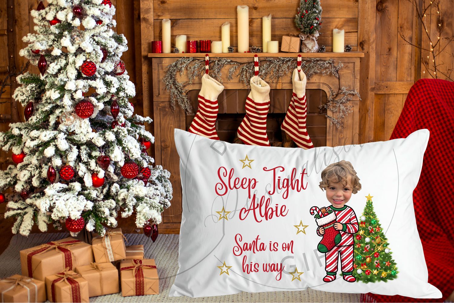 Christmas Eve full sized bed pillow case Personalised FREE CERTIFICATE with every pillow case