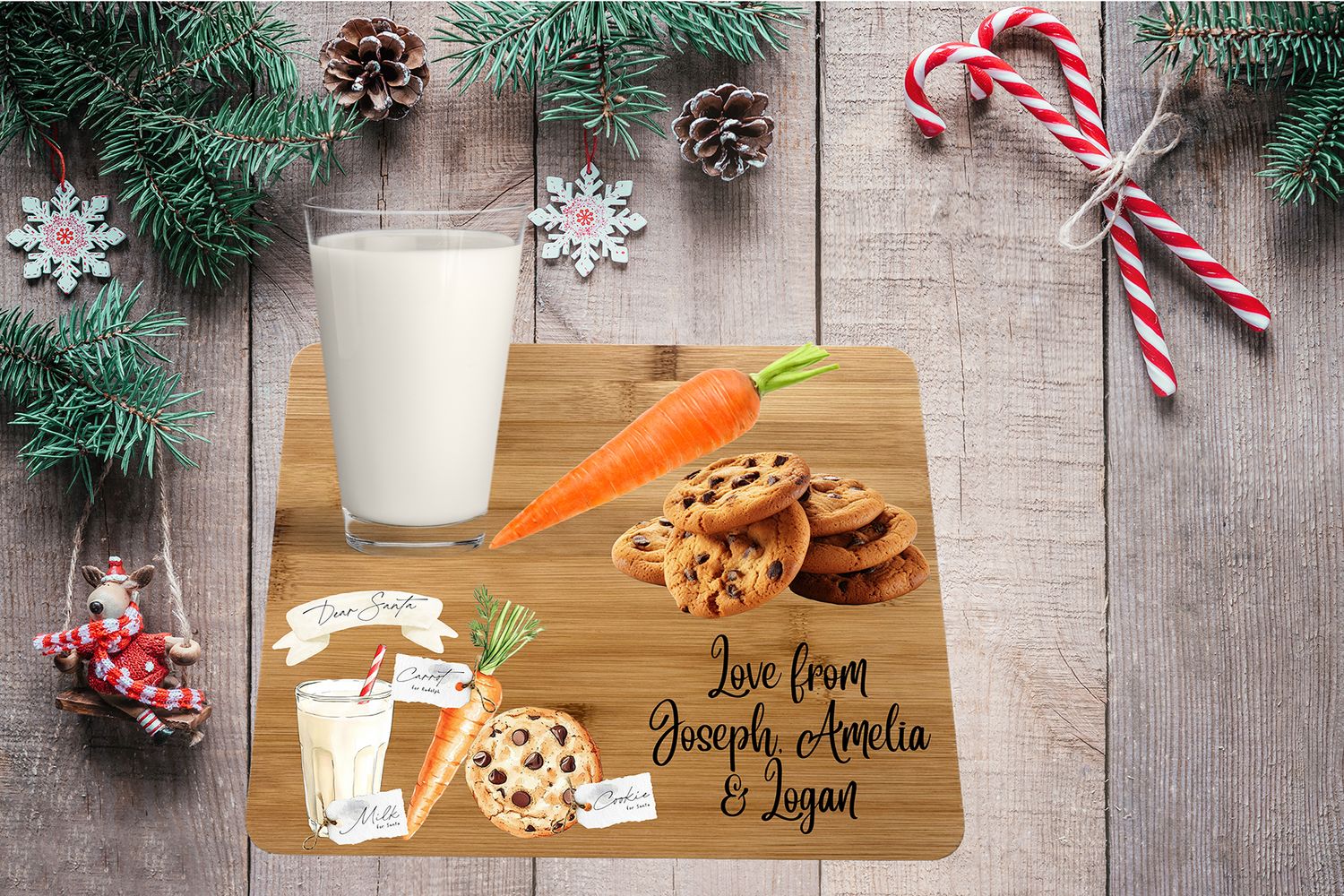 Personalised, engraved bamboo Santa Christmas Eve board