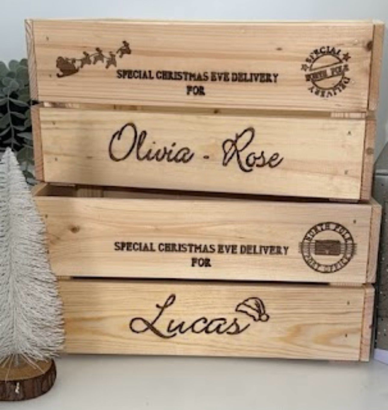 Personalised Wooden Christmas Eve Crate Boxes