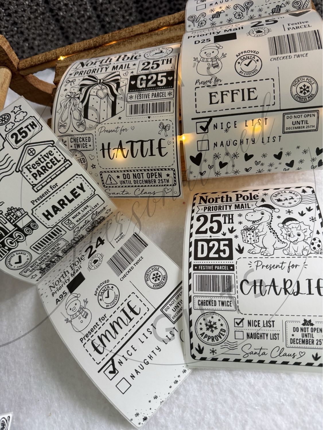 Personalised Postage Style Christmas Labels 6x4 Mixed