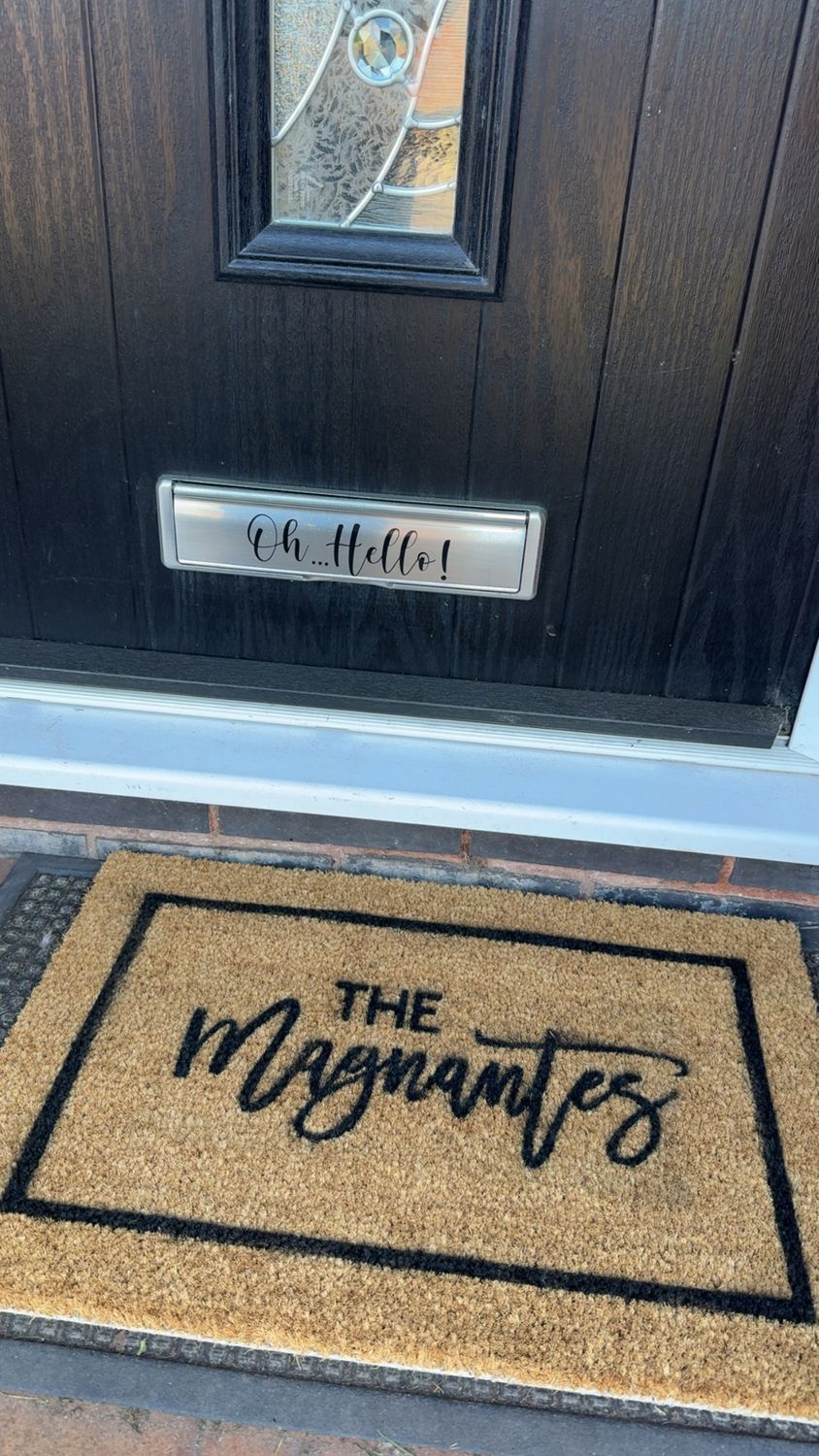 Personalised front door mats. Your name or own text